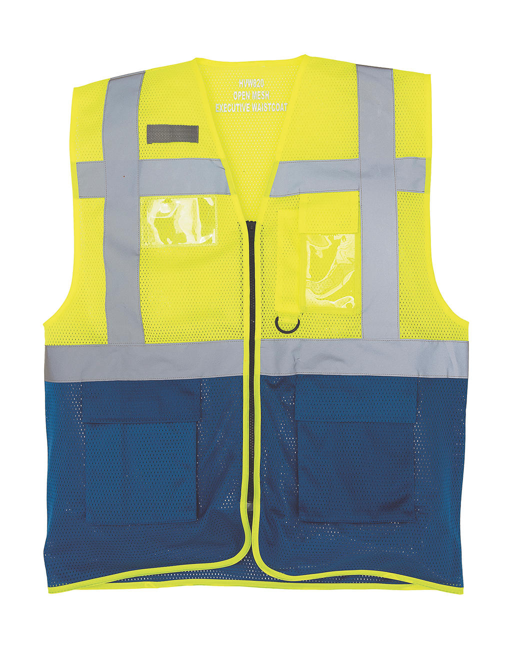 Reflexná pridušná sieťovaná vesta Fluo Executive - fluo yellow/royal blue