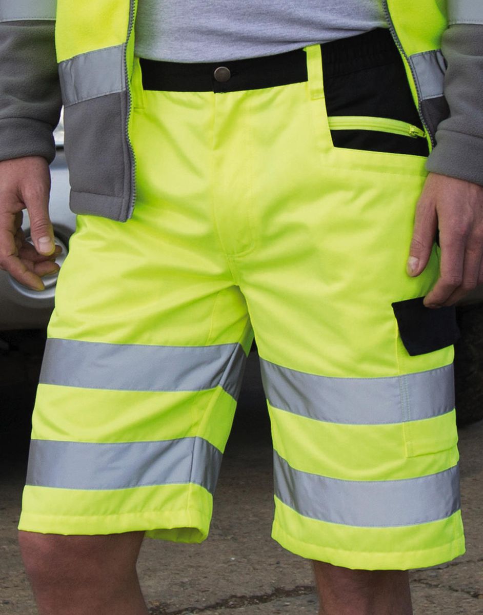 Bezpečnostné krátke nohavice Cargo - fluorescent orange