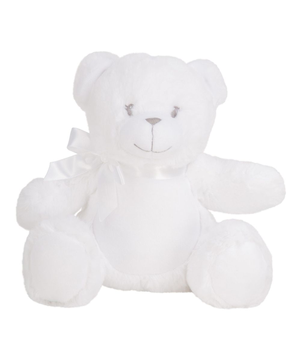Biely plyšový medveď Teddy s potlačou