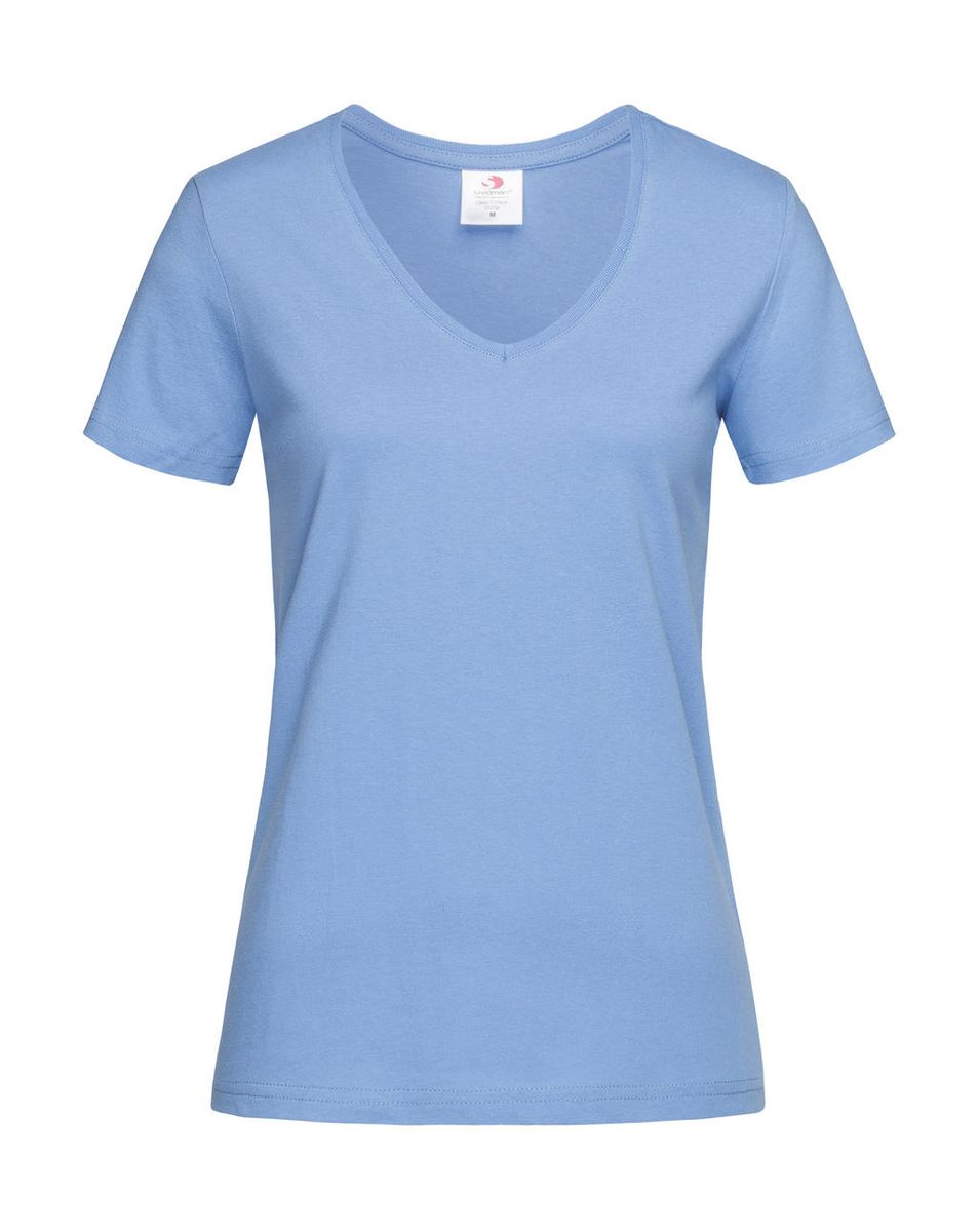 Dámske tričko Classic s V-výstrihom - light blue